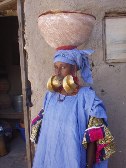 Woman with large earrings